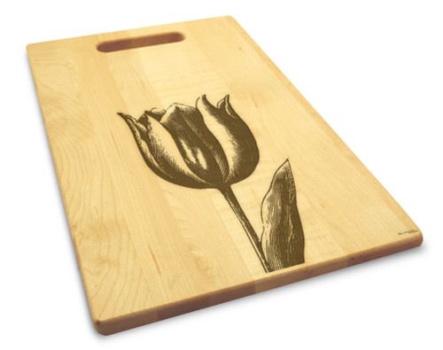 Tulip 10x16 Handle Engraved Cutting Board