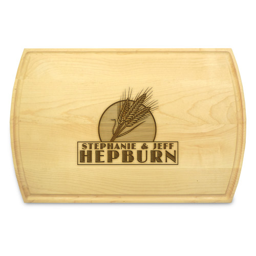 Wheat Grain 10x16 Grooved Monogram Cutting Board