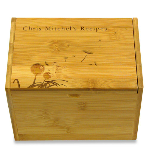 Autumn Bamboo Recipe Box Personalized