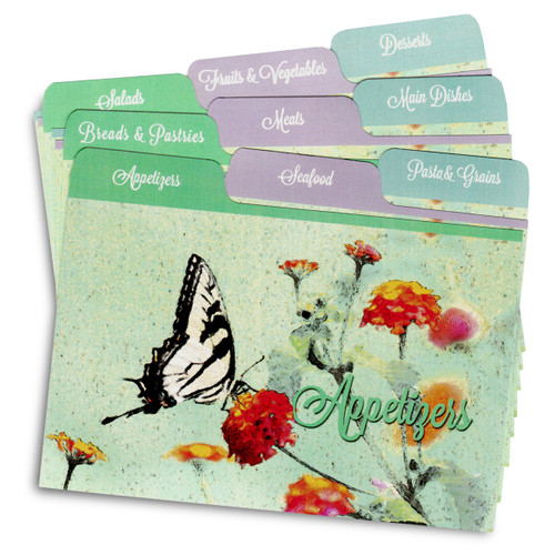 Butterfly Garden 4x6 Tabbed Recipe Card Dividers – Set of 9