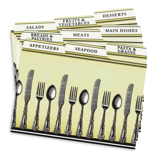 4x6 Silverware Recipe Card Dividers – Set of 9 Tabbed Organizers