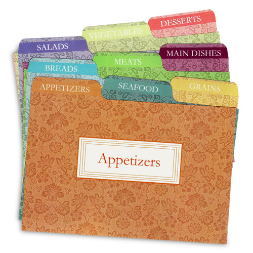 4x6 Tabbed Recipe Box Card Dividers – Agatha – Set of 9