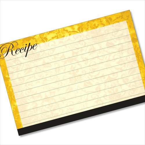 4x6 Recipe Card Velvet Vintage Wallpaper Yellow