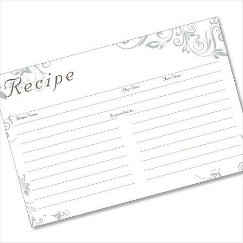 4x6 Recipe Card Silver Swirls Grey 40ea