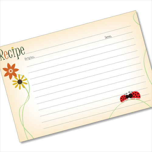 Lovebugs Artsy Orange 4x6 Recipe Cards – 40 Double-Sided Cards, Made in USA