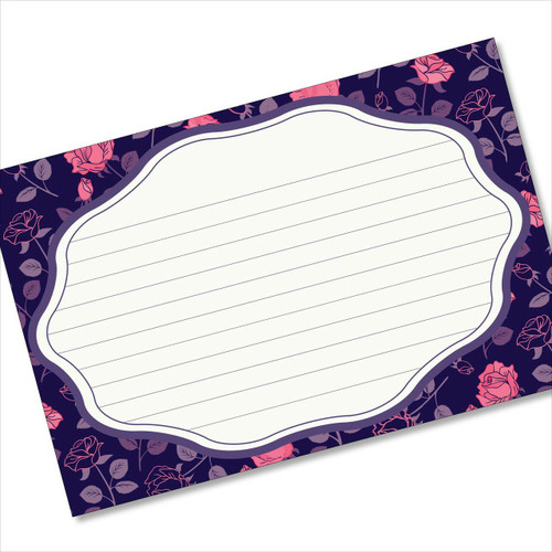 4x6 Recipe Card Rose Pattern Purple Notecard or Gift Card or