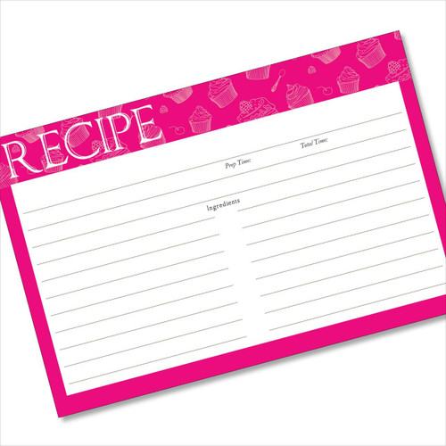 4x6 Recipe Card Pinkalicious Cupcake Pattern