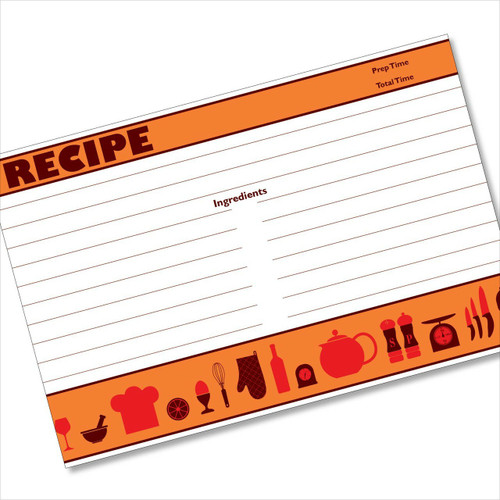 4x6 Recipe Card Retro Icon Orange
