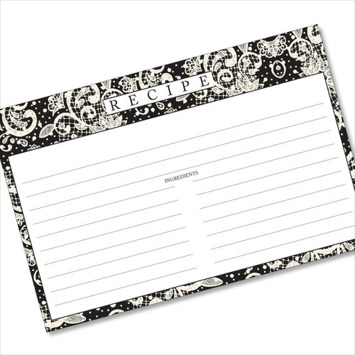 4x6 Recipe Card Lace Settings Ebony Black