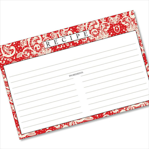 Lace Settings Apple Red 4x6 Recipe Cards (40-Pack) – Double-Sided, Made in USA