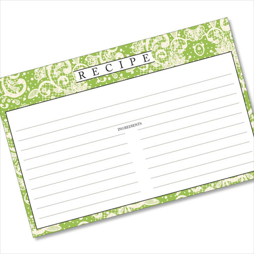 4x6 Recipe Card Lace Settings Avocado Green