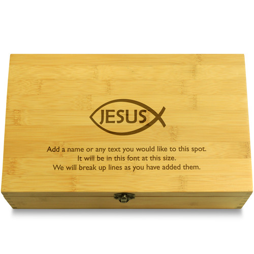 Ichthys Fish Jesus Christianity Multikeep Box Wood Chest