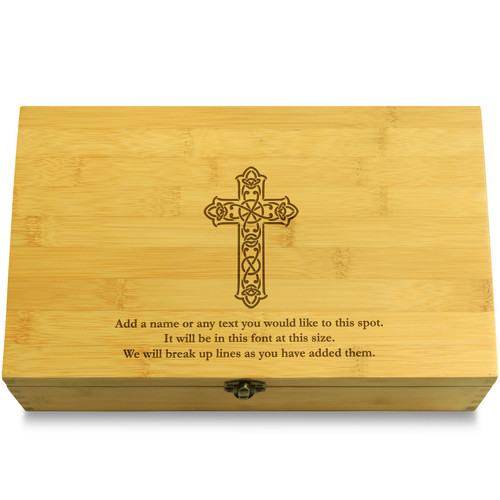 Traditional Cross Christianity Multikeep Box Light Wood Organizer
