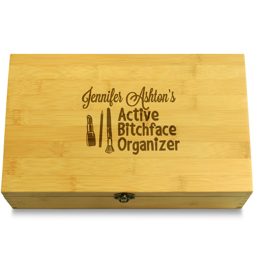 Resting Bitchface Organizer Decorative Bamboo Wood Multikeep Box Bamboo Chest