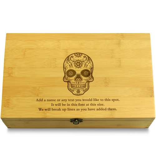 Sugar Skull from Mexico Latino Multikeep Box Light Wood Chest