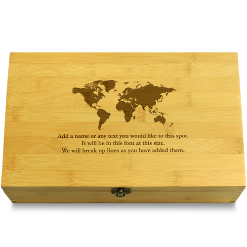 World Map World Travel Multikeep Box Bamboo Organizer