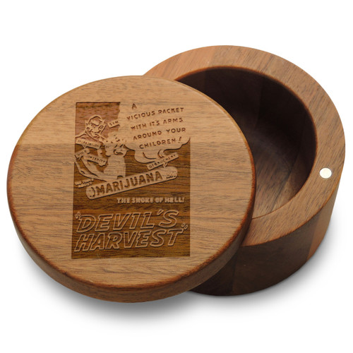 Devils Harvest Reefer madness Marijuana Box with Magnetic Swivel Lid