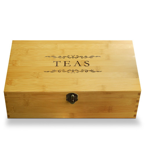 Multikeep Classic Tea Box – Adjustable Bamboo Organizer with Filigree Design