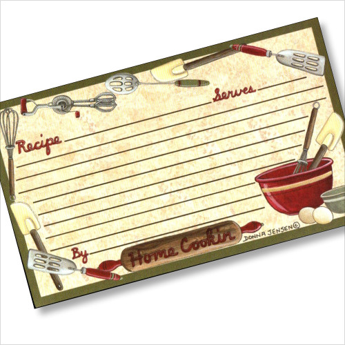 3 x 5 Home Cookin' Recipe Card