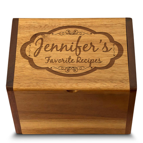 Moderna Acacia Personalized 4x6 Recipe Card Box