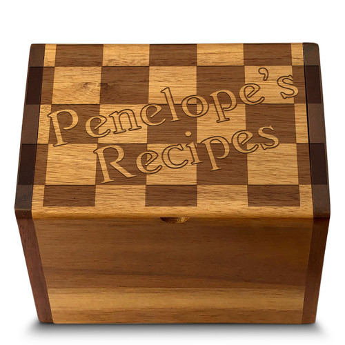 Checkers Acacia Personalized 4x6 Recipe Card Box