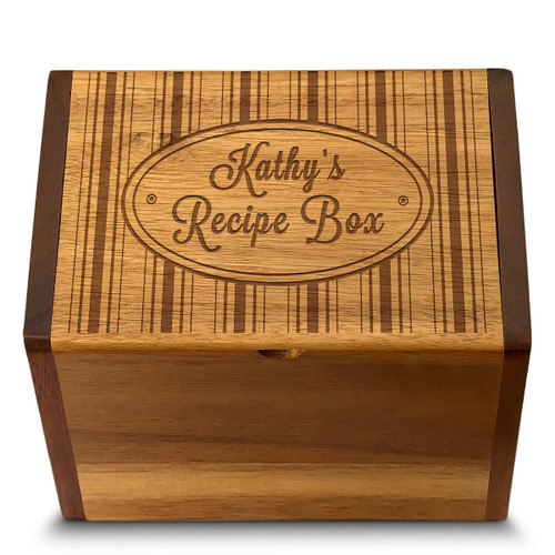 Collection Hat Box Acacia Personalized 4x6 Recipe Card Box