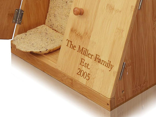 Personalized Bamboo Bread Box - Extra Large with Dual Doors
