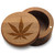Acacia Wood Stash Box – Marijuana Leaf Design – Magnetic Swivel Lid, 3.75” Round