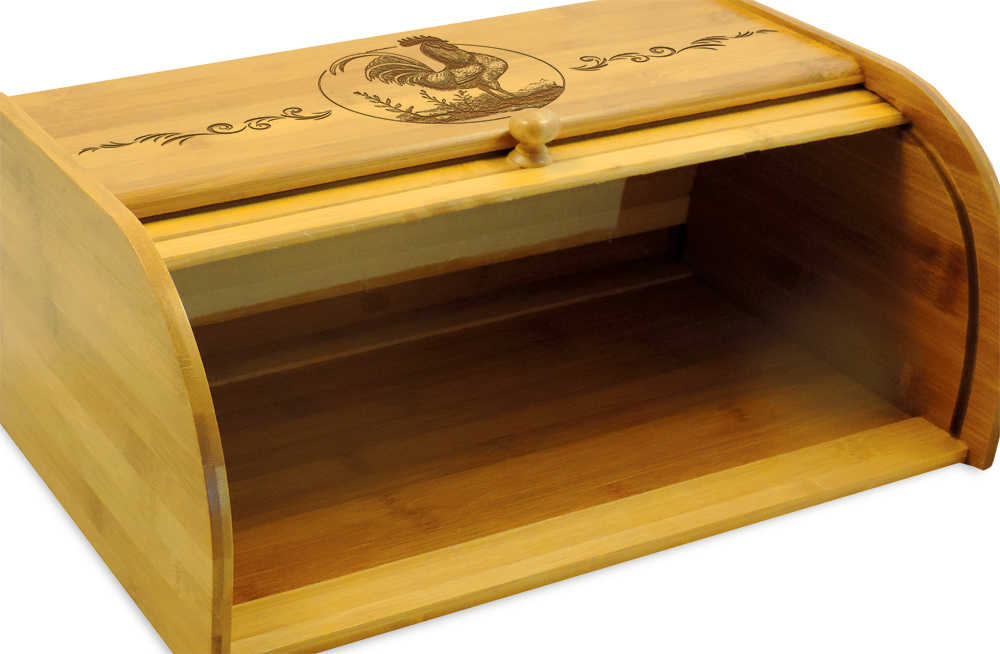CookbookPeople.com Rooster Bamboo Bread Bin