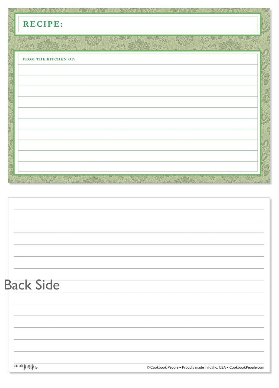 Recipe Cards Set Agatha Avocado Green Throughout Fillable Recipe Card Template