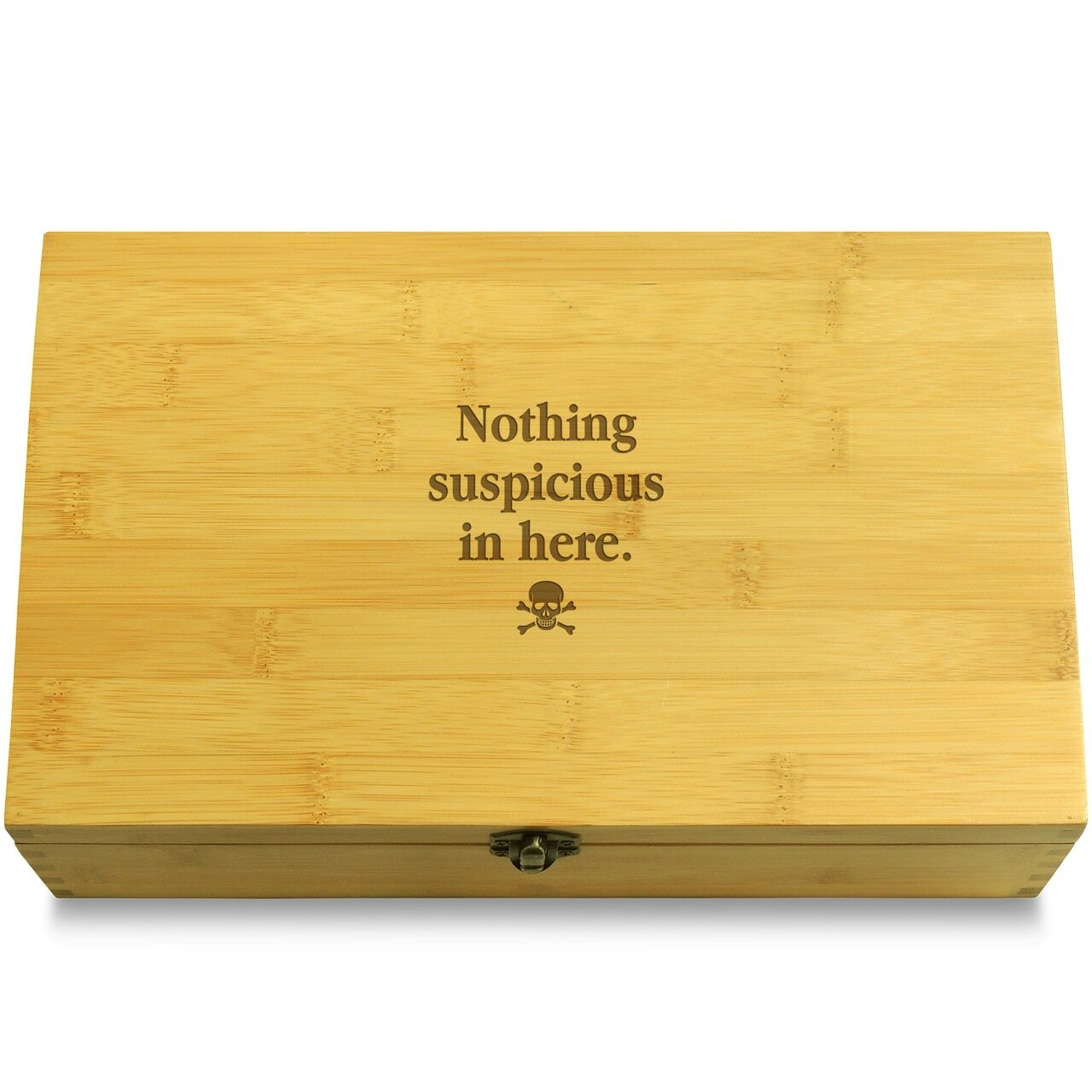 Nothing suspicious in here Box Bamboo Wood Organizer