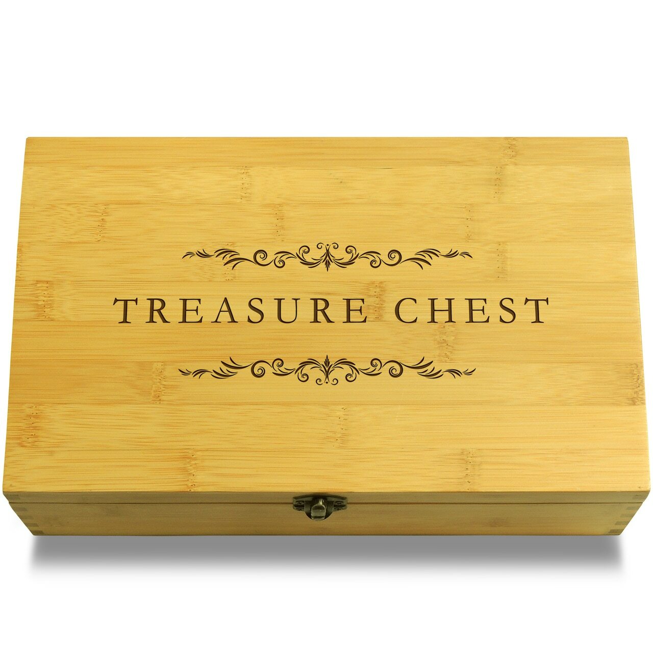 Treasure Chest Boy Box Adjustable Bamboo Wood Organizer
