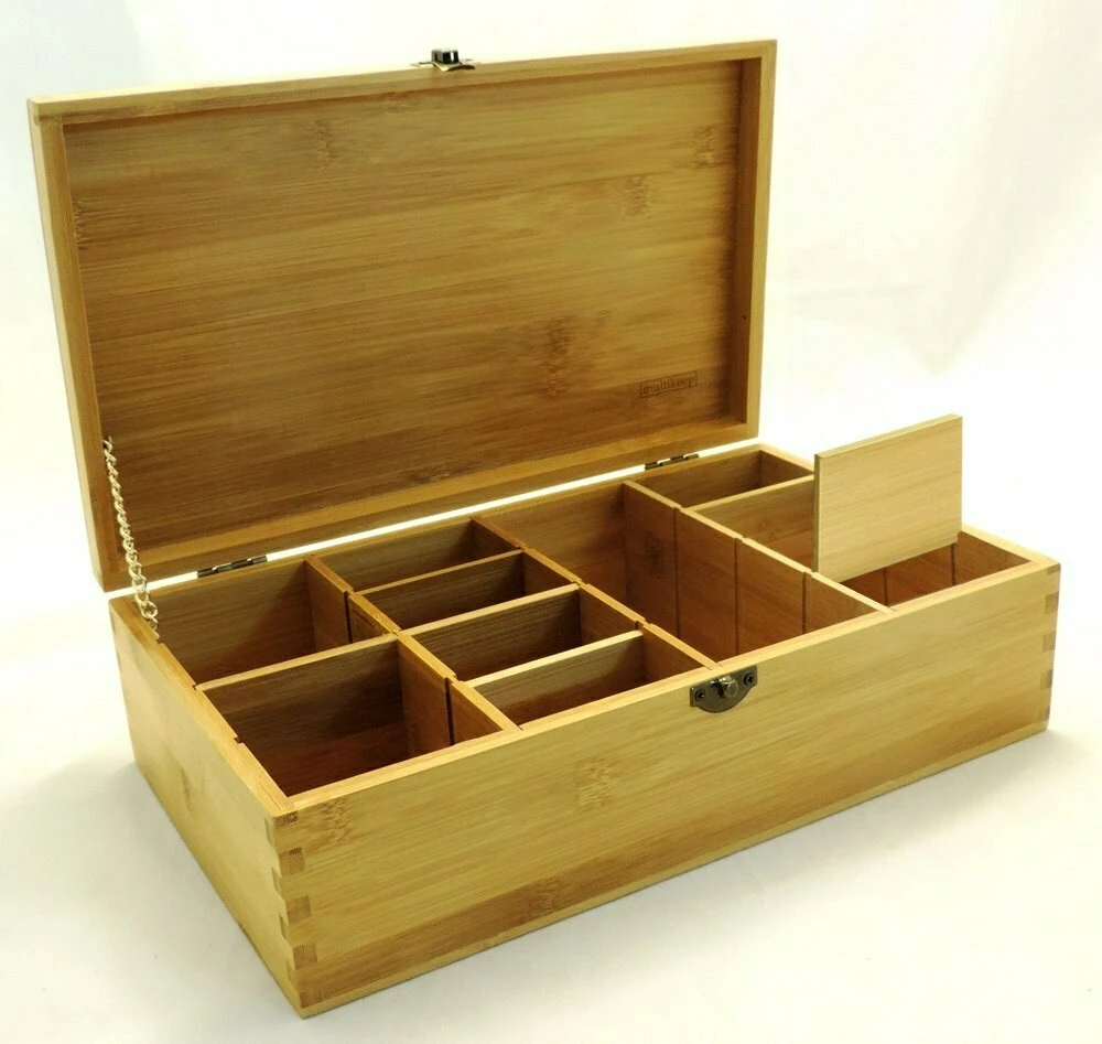 Rx Medicine Multikeep Box Adjustable Bamboo Wood Organizer
