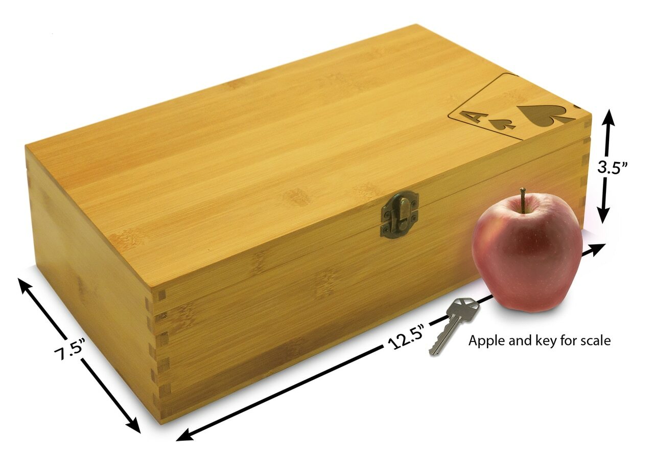 Angled Ace Gambling Multikeep Box Adjustable Bamboo Wood Organizer