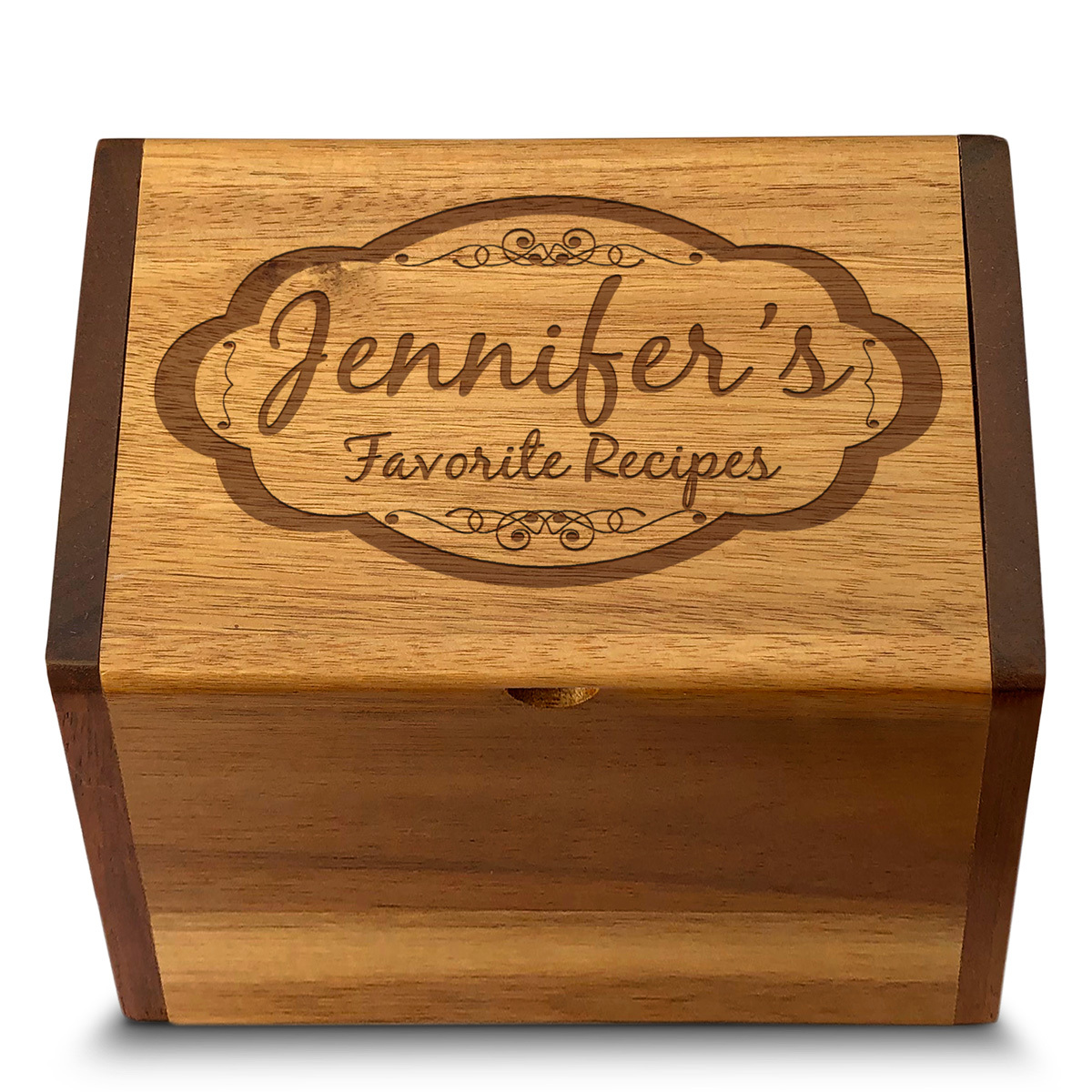 Custom Engraved Handmade Personalized Recipe Card Box, Custom Personal