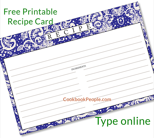 Free Recipe Cards Cookbook People