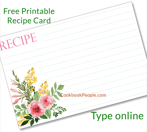 Personalized Recipe Cards - Pretty Watercolor Flowers