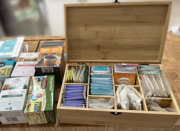 Wood Tea Boxes Featuring Adjustable Interior Bamboo