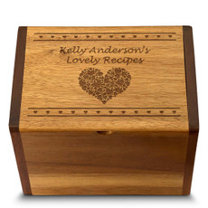 Valentina Acacia Personalized 4x6 Recipe Card Box