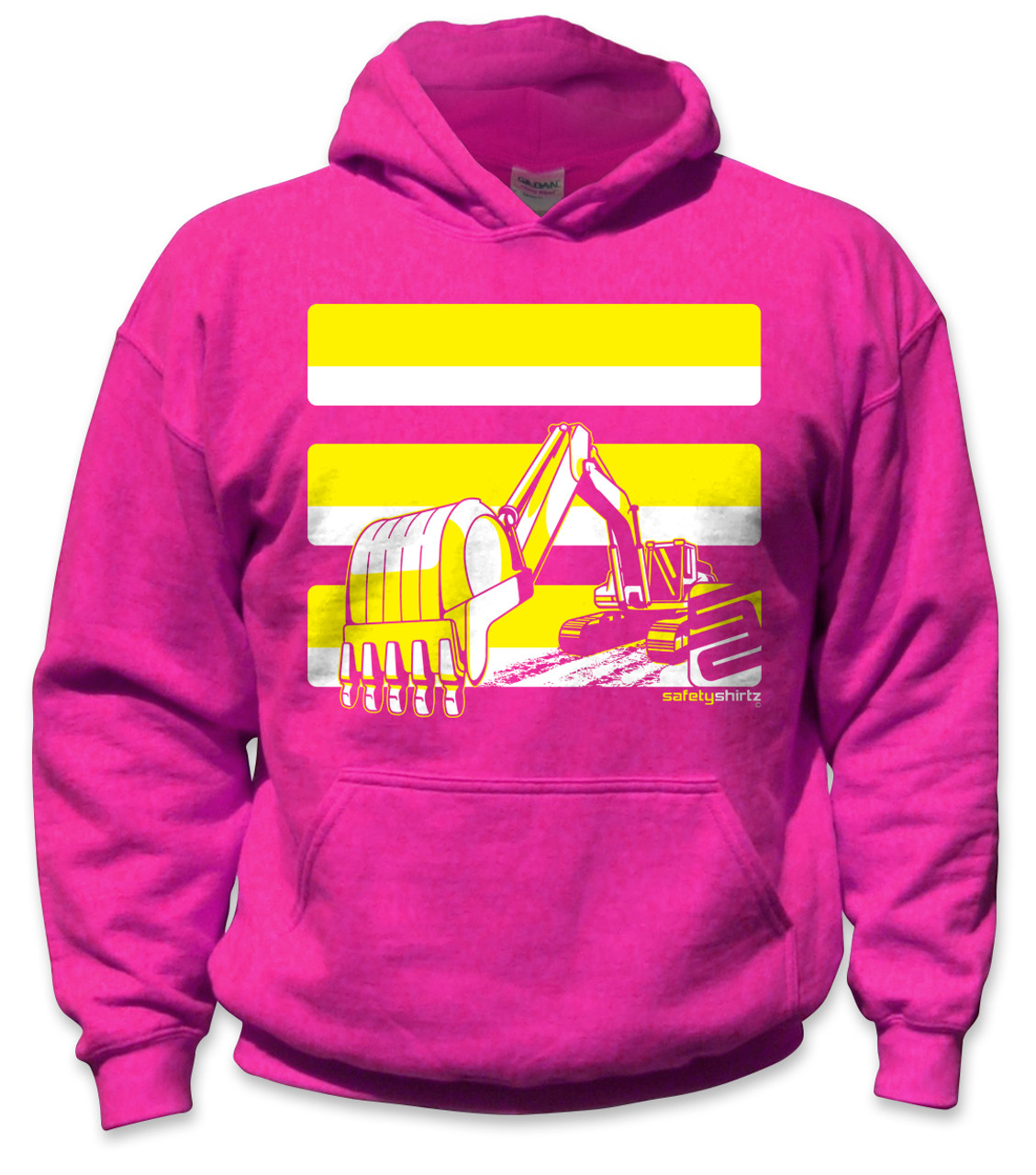 Youth Excavator Safety Hoodie - Yellow/Pink - Safetyshirtz