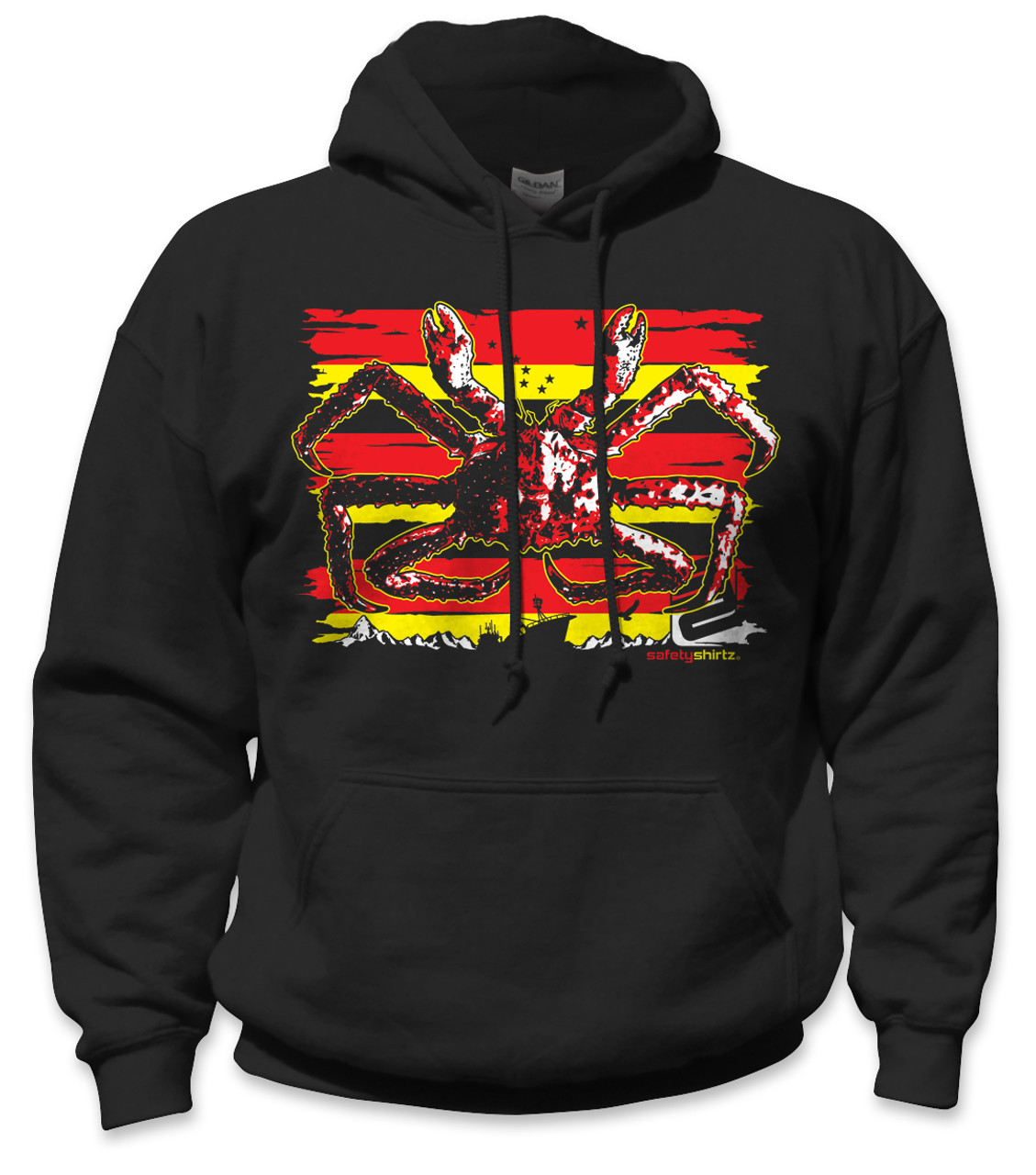 red and yellow sweatshirt