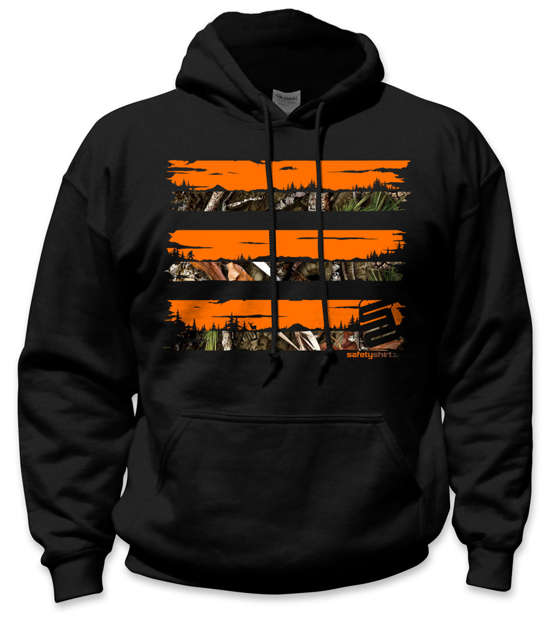 PNW Camo Safety Hoodie - Orange-Camo-Black - Safetyshirtz