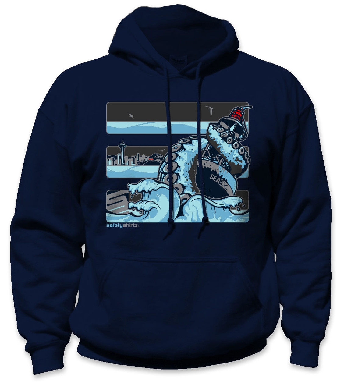 Seattle Ice Safety Hoodie - Reflective-Navy Blue