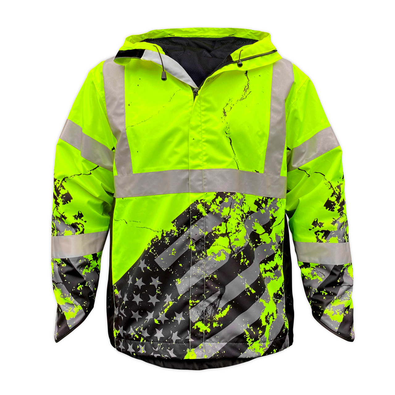 SS360º American Grit Yellow Class 3 Type-R Reflective Safety Rain Jacket