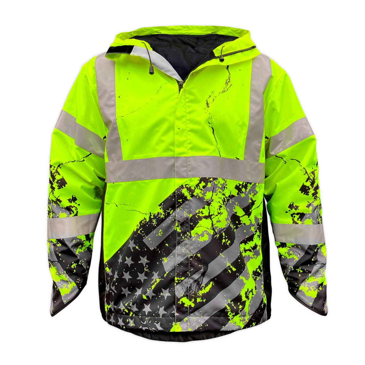 American Grit Yellow Class 3 Reflective Safety Rain Jacket