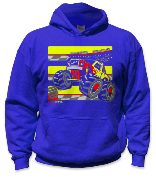 【WONDER WONDER】Zeke Stripe Bokashi Button Color Hood T Youth Monster Truck Safety Hoodie - Pink/Yellow/Black