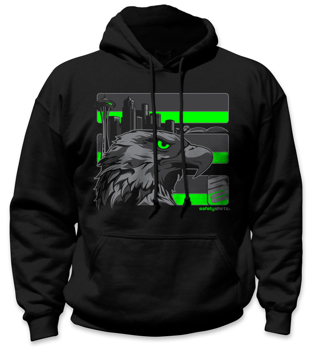 Seattle Stealth Hi-Vis Safety Stripe Hoodie - Neon Green