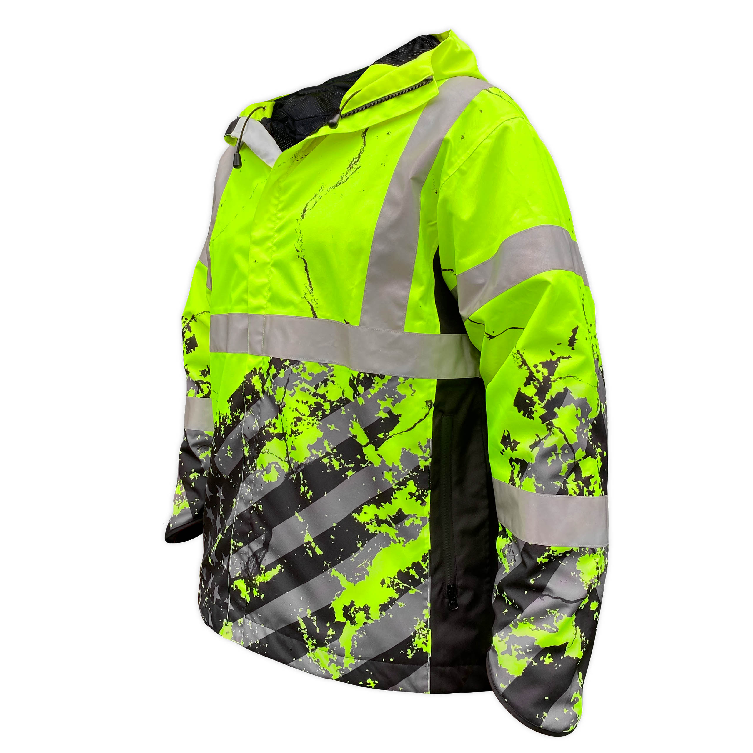 SS360º American Grit Yellow Class 3 Type-R Reflective Safety Rain Jacket