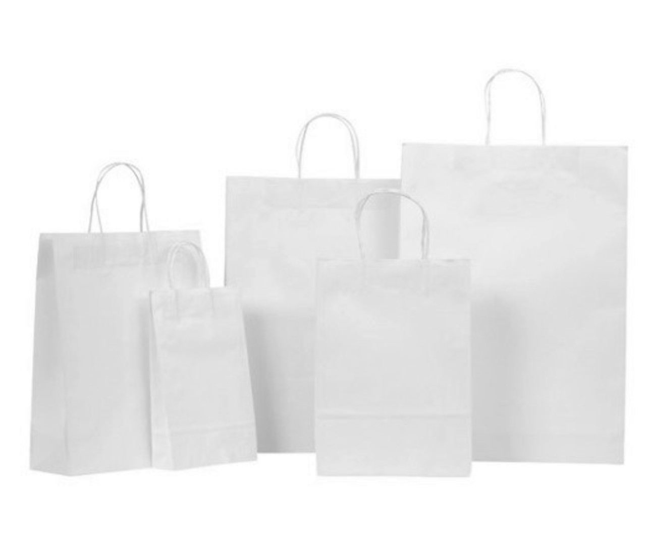 White Twisted Handles Kraft Paper Shopping Bags | BagOutlet