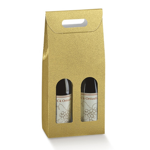 Wine Bottle Box For 2 Wine Gold Metallic